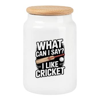 Drôle de cricket : Jeu de cricket vintage - Boîte à biscuits avec couvercle en bois - blanc - Devant