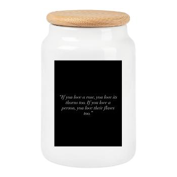 Love  - Cookie Jar with Wooden Lid - white - Front