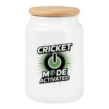 Drôle de cricket : Jeu de cricket vintage - Boîte à biscuits avec couvercle en bois - blanc - Devant