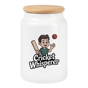 Funny Cricket Saying Vintage Cricket Game - Cookie Jar with Wooden Lid - white - Front