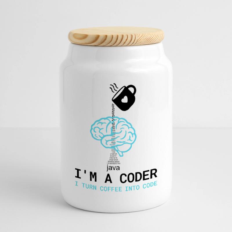 T-shirt Coder : Du café dans le code – Nerdy Programmie Boîte à biscuits avec couvercle en bois