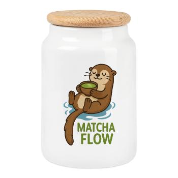 Matcha Flow Otter - Keksdose mit Holzdeckel - Weiß - Vorne