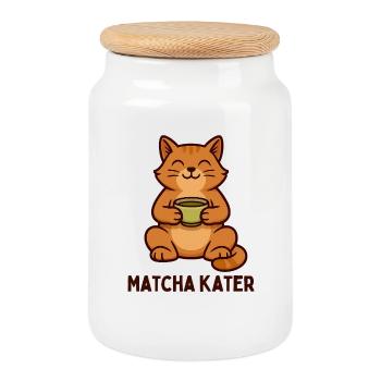 Graphique matcha de l’heure du thé pour la gueule de bois - Boîte à biscuits avec couvercle en bois - blanc - Devant