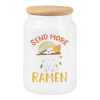 Send More Ramen Cute Kawaii Cat Noodle Art - Keksdose mit Holzdeckel - Weiß - Vorne
