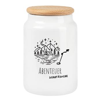 Abenteuer_Schatzsuche_Wald - Cookie Jar with Wooden Lid - white - Front