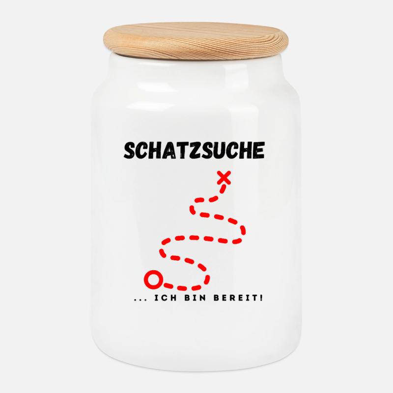 Schatzsuche_ich_bin_bereit - Keksdose mit Holzdeckel - Weiß