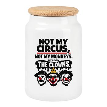 Not My Circus Not My Monkeys Statement - Cookie Jar with Wooden Lid - white - Front