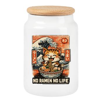Ramen Nouilles Anime japonais Manga Kawaii - Boîte à biscuits avec couvercle en bois - blanc - Devant