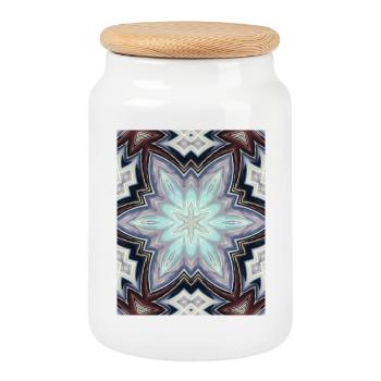 Pastel Kaleidoscope Star Mandala - Cookie Jar with Wooden Lid - white - Front