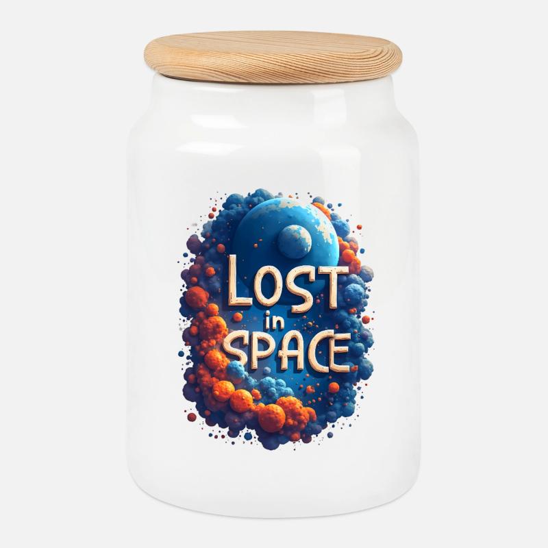 Lost in space - Cookie Jar with Wooden Lid - white