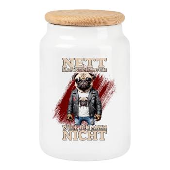 Nett kann ich auch - Will ich aber nicht - Keksdose mit Holzdeckel - Weiß - Vorne