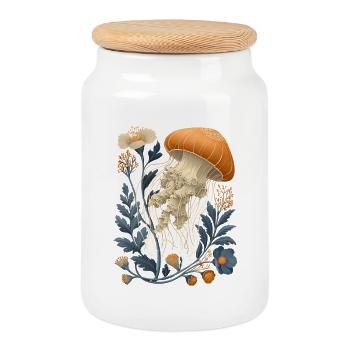 Elegant jellyfish with flowers in Art Nouveau style - Cookie Jar with Wooden Lid - white - Front