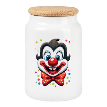 Karneval Clown Kostüm Fasching Fastnacht - Keksdose mit Holzdeckel - Weiß - Vorne