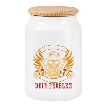 Quand Dieu m’a créé, il est allé vers le diable en souriant - Boîte à biscuits avec couvercle en bois - blanc - Devant