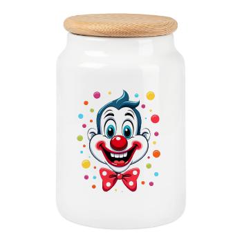 Karneval Clown Kostüm Fasching Fastnacht - Keksdose mit Holzdeckel - Weiß - Vorne