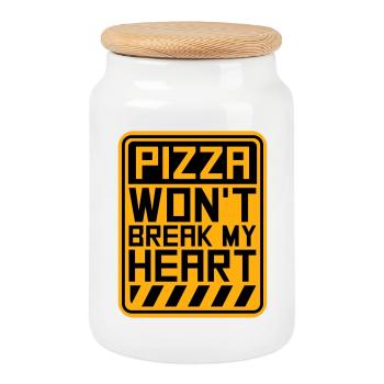 Pizza Won't Break My Heart Essen Liebe Humor - Keksdose mit Holzdeckel - Weiß - Vorne