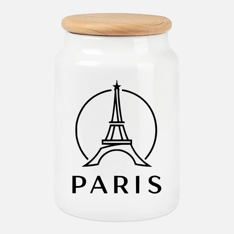 Paris - Cookie Jar with Wooden Lid - white