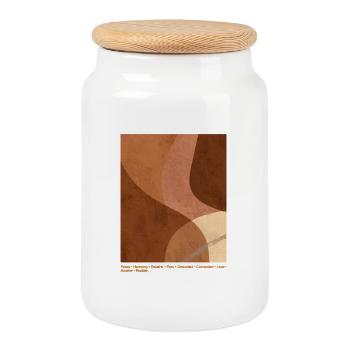 Paix et Harmonie - Boîte à biscuits avec couvercle en bois - blanc - Devant