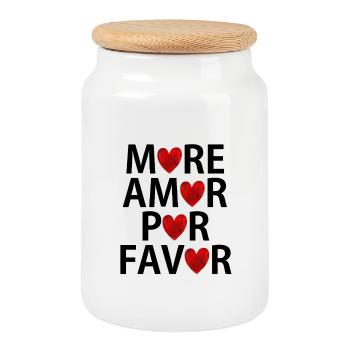 Pull en forme de cœur Hoddie Shirt plus amour por favor - Boîte à biscuits avec couvercle en bois - blanc - Devant