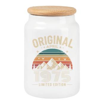 February 1975 – Legend of the Peaks and Mountains - Cookie Jar with Wooden Lid - white - Front