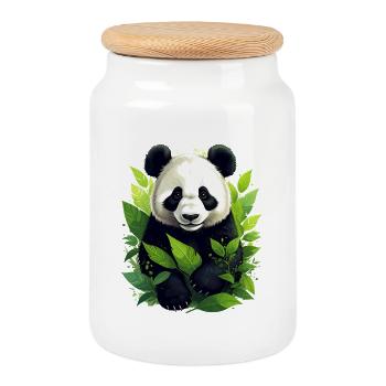 Panda - Keksdose mit Holzdeckel - Weiß - Vorne