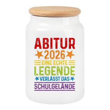 Abitur 2026: A legend leaves the school grounds - Cookie Jar with Wooden Lid - white - Front