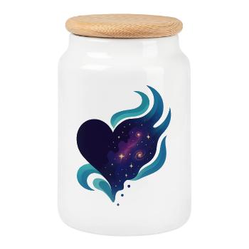 Amour - Cœur - Saint Valentin - Mariage - Boîte à biscuits avec couvercle en bois - blanc - Devant