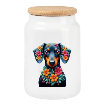 Dackel teckel teckel tekel - Boîte à biscuits avec couvercle en bois - blanc - Devant