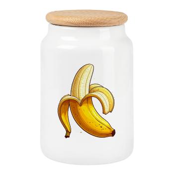 Banane - Keksdose mit Holzdeckel - Weiß - Vorne
