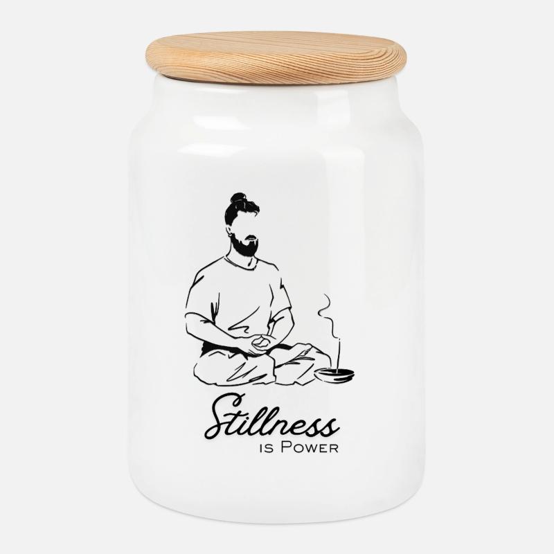 Stillness is Power - Keksdose mit Holzdeckel - Weiß