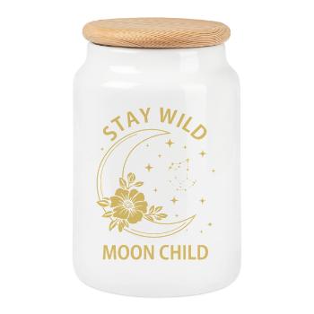 Bleib wilder Mond, Kind - Keksdose mit Holzdeckel - Weiß - Vorne