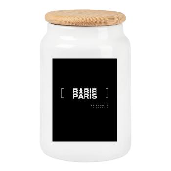 Babis Paris Glitch Noir - Boîte à biscuits avec couvercle en bois - blanc - Devant