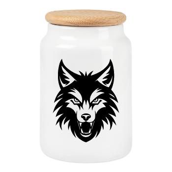 Wolf - Keksdose mit Holzdeckel - Weiß - Vorne