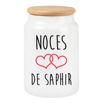 Sapphire Wedding 16 Years of Marriage - Cookie Jar with Wooden Lid - white - Front