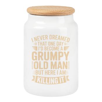Grumpy Old Man Killing It - Boîte à biscuits avec couvercle en bois - blanc - Devant