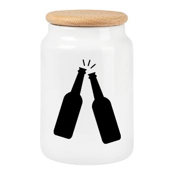 Beer toast - Cookie Jar with Wooden Lid - white - Front