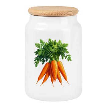 Carottes / Carottes - Boîte à biscuits avec couvercle en bois - blanc - Devant