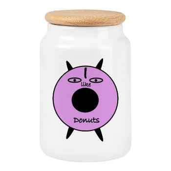 Purple Donut Face Graphic Tee - Keksdose mit Holzdeckel - Weiß - Vorne