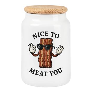 Sonnenbrillen-Bacon: Nice to Meat You - Keksdose mit Holzdeckel - Weiß - Vorne