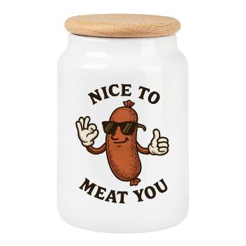 Sunglasses Salsage: Nice to Meat You - Cookie Jar with Wooden Lid - white - Front