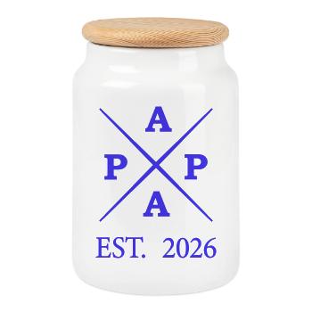 Papa Est 2026 - Keksdose mit Holzdeckel - Weiß - Vorne