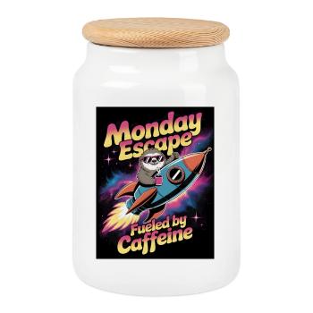 Lundi : Paresseux d’évasion dans Rocket - Boîte à biscuits avec couvercle en bois - blanc - Devant