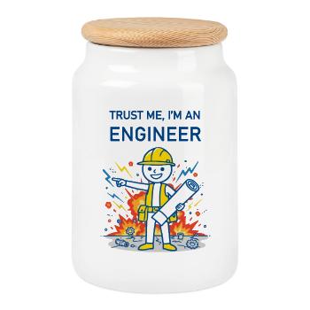 Trust Me, I'm an Engineer - for light background - Cookie Jar with Wooden Lid - white - Front
