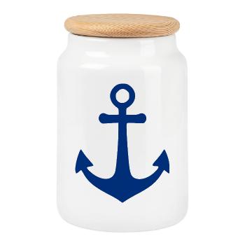 Maritime Anchor North Sea Baltic Sea Sailor Gift - Cookie Jar with Wooden Lid - white - Front