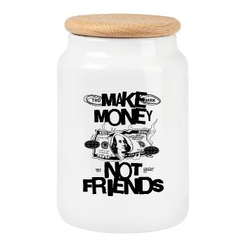 Dollar in Flames Pop Art - Cookie Jar with Wooden Lid - white - Front