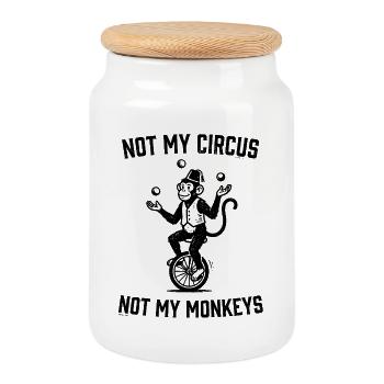 Nicht mein Zirkus, nicht meine Affen - Keksdose mit Holzdeckel - Weiß - Vorne