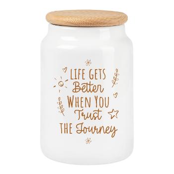 Trust Path Better Life - Cookie Jar with Wooden Lid - white - Front