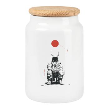 Silhouette en orbite - Boîte à biscuits avec couvercle en bois - blanc - Devant