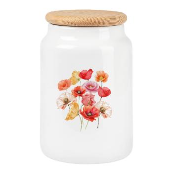 Coquelicots sauvages / Colorés, comme l’été - Boîte à biscuits avec couvercle en bois - blanc - Devant