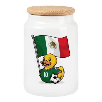 Mexico Football Shirt for Fans - Cookie Jar with Wooden Lid - white - Front